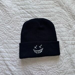 Elastic knitted hat street style embroidered face beanie